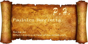 Paulnics Henrietta névjegykártya